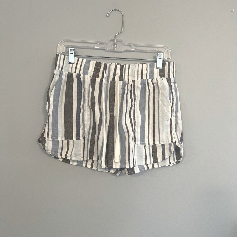 Maurices Linen Blend Striped Pull On Shorts w/ Pockets Women's Size Small